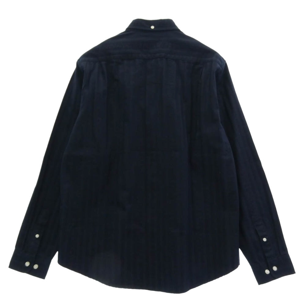 Supreme シュプリーム Jacquard Stripe Twill Shirt ジャカード ストライプ ツイル シャツ ネイビー系 L【美品】【中古】