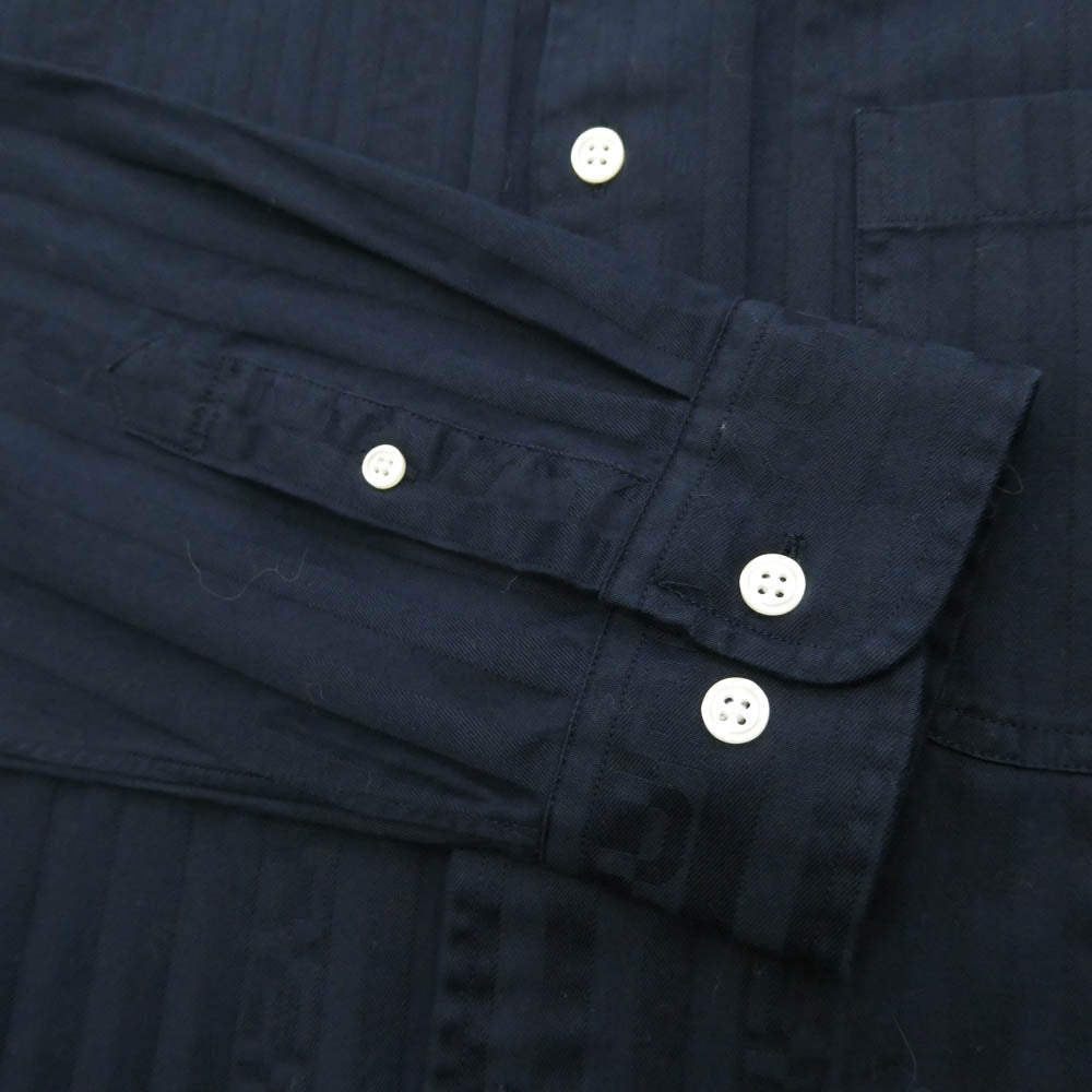 Supreme シュプリーム Jacquard Stripe Twill Shirt ジャカード ストライプ ツイル シャツ ネイビー系 L【美品】【中古】