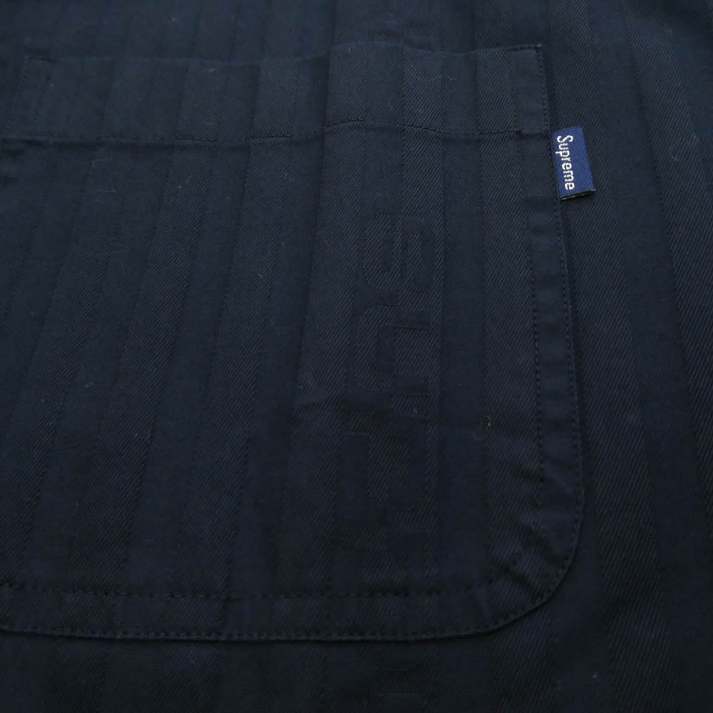 Supreme シュプリーム Jacquard Stripe Twill Shirt ジャカード ストライプ ツイル シャツ ネイビー系 L【美品】【中古】