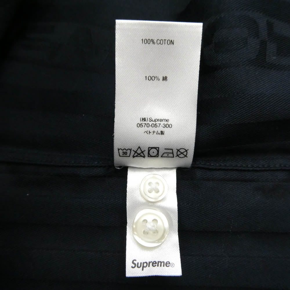 Supreme シュプリーム Jacquard Stripe Twill Shirt ジャカード ストライプ ツイル シャツ ネイビー系 L【美品】【中古】