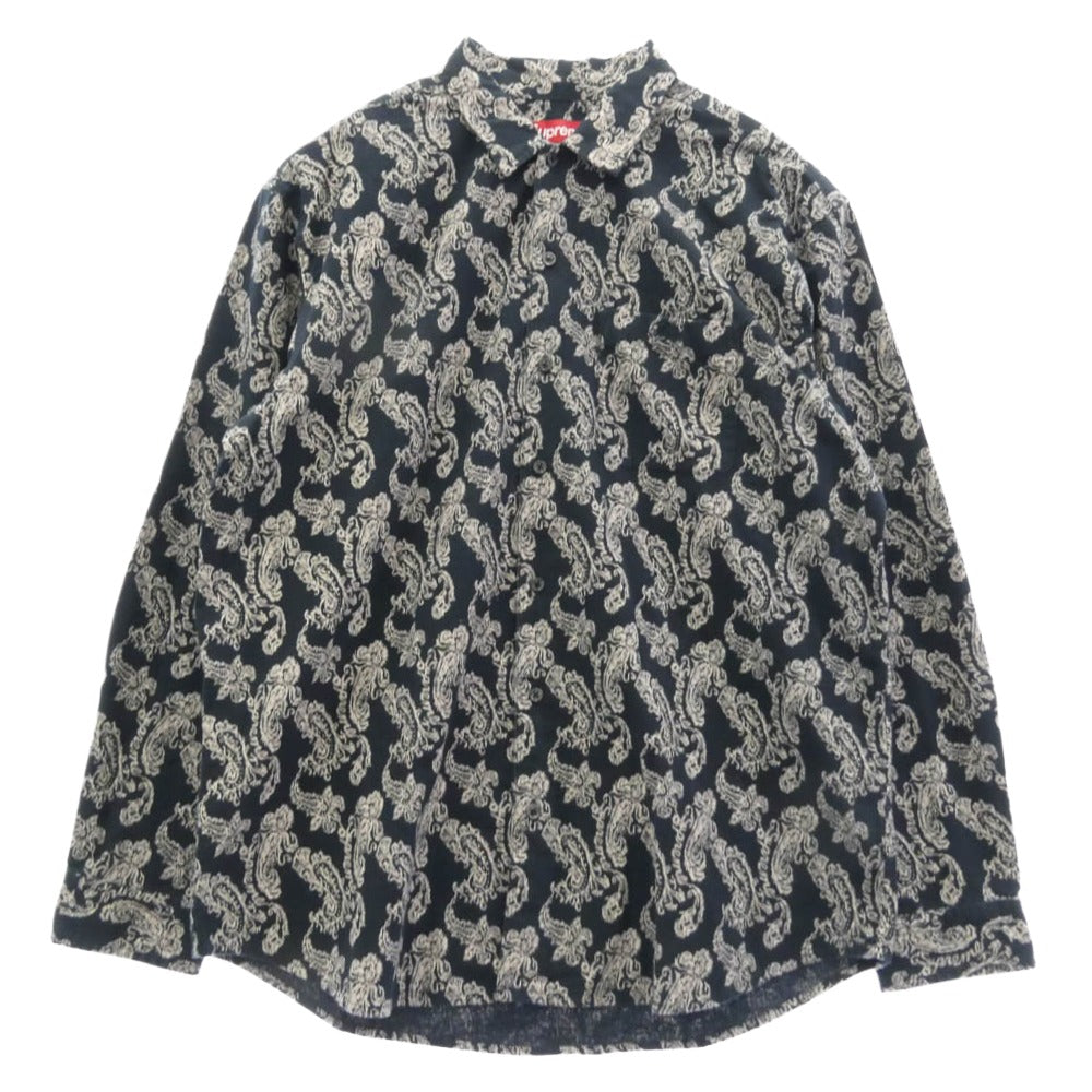 Supreme シュプリーム 24AW Paisley Flannel Shirt ペイズリー フランネル シャツ ダークネイビー系 L【中古】