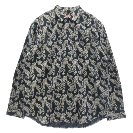 Supreme シュプリーム 24AW Paisley Flannel Shirt ペイズリー フランネル シャツ ダークネイビー系 L【中古】