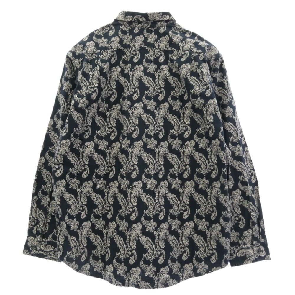 Supreme シュプリーム 24AW Paisley Flannel Shirt ペイズリー フランネル シャツ ダークネイビー系 L【中古】