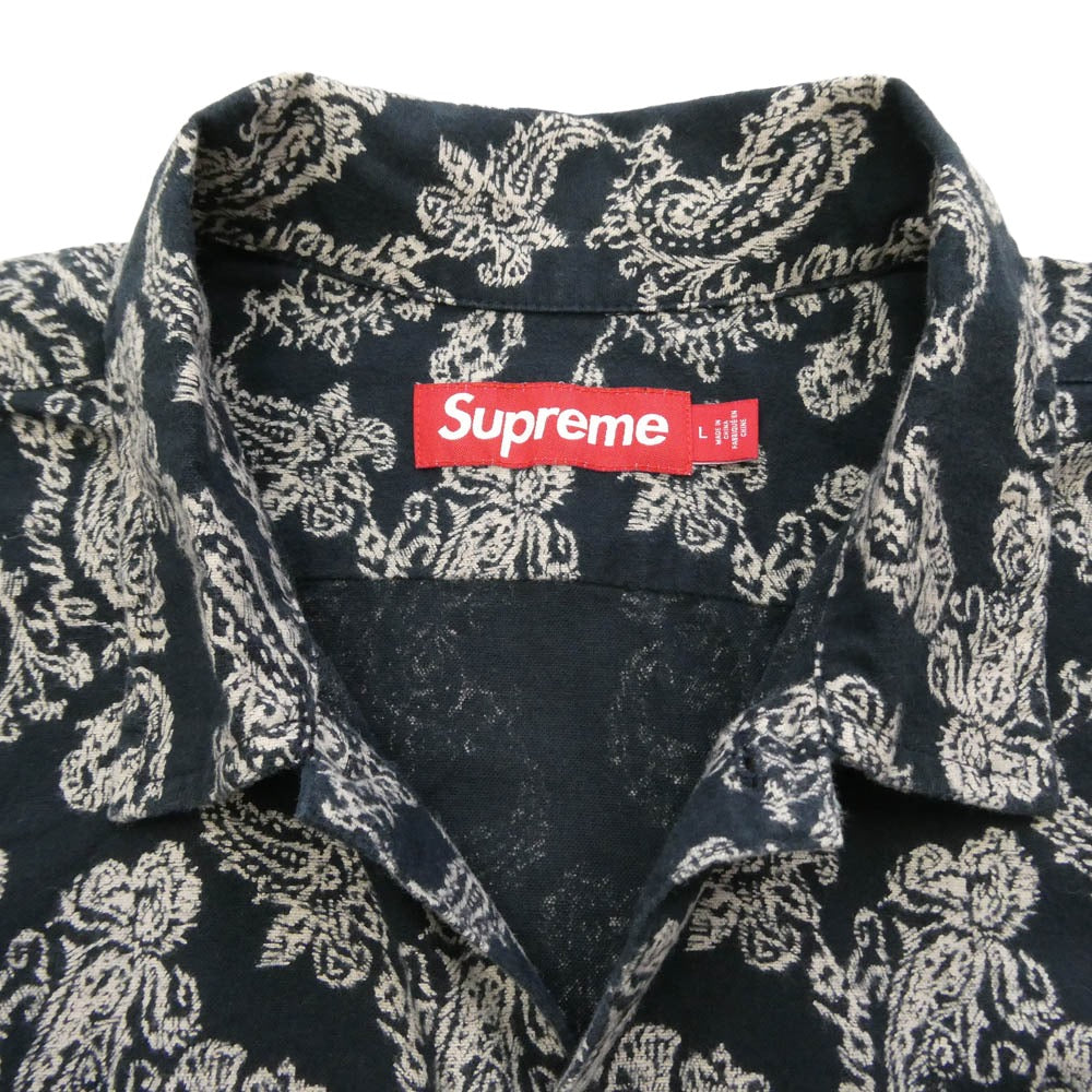 Supreme シュプリーム 24AW Paisley Flannel Shirt ペイズリー フランネル シャツ ダークネイビー系 L【中古】