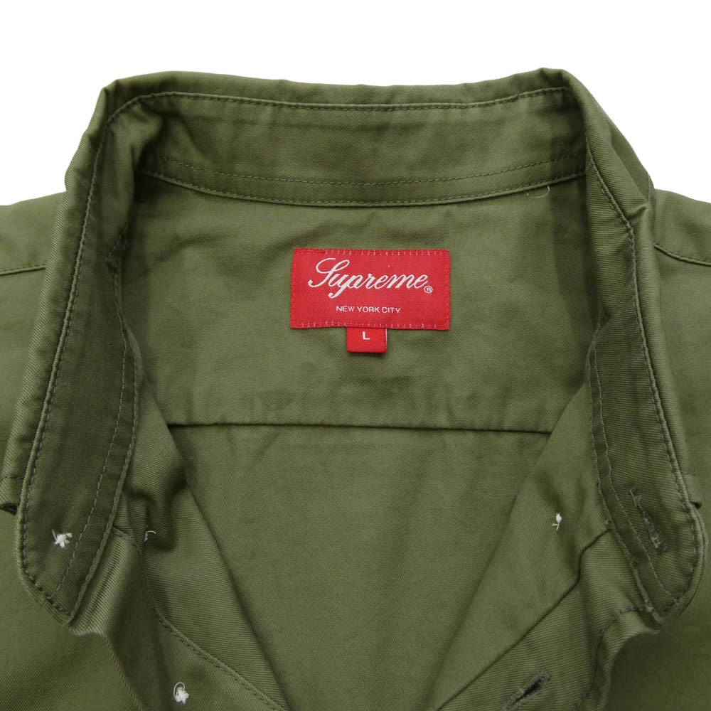 Supreme シュプリーム Small Box Shirt スモール ボックスロゴ シャツ olive オリーブ カーキ系 L【美品】【中古】