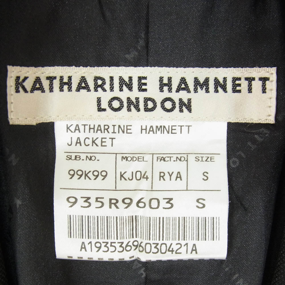 KATHARINE HAMNETT キャサリン・ハムネット ピークドラペル シングル テーラード ジャケット ブラック系 S【中古】