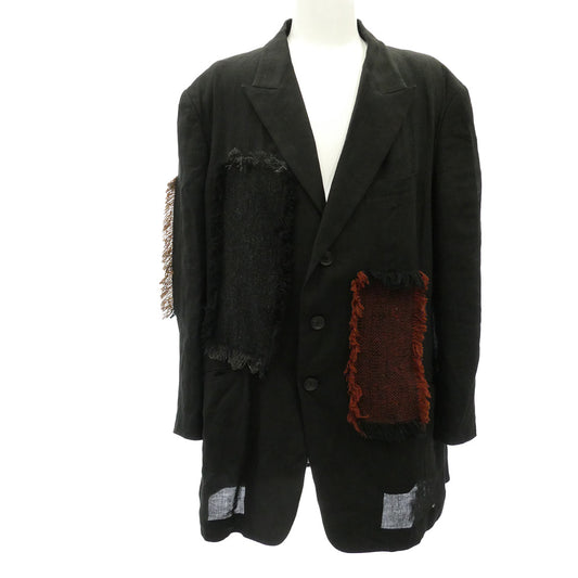 Yohji Yamamoto POUR HOMME ヨウジヤマモトプールオム HZ-J75-334 パッチワーク リネン テーラード ジャケット ブラック系 2【中古】