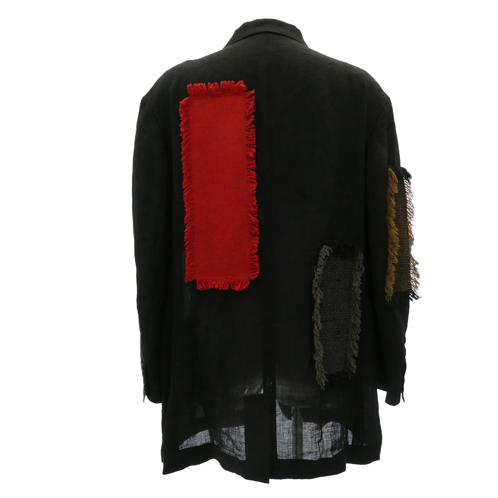 Yohji Yamamoto POUR HOMME ヨウジヤマモトプールオム HZ-J75-334 パッチワーク リネン テーラード ジャケット ブラック系 2【中古】