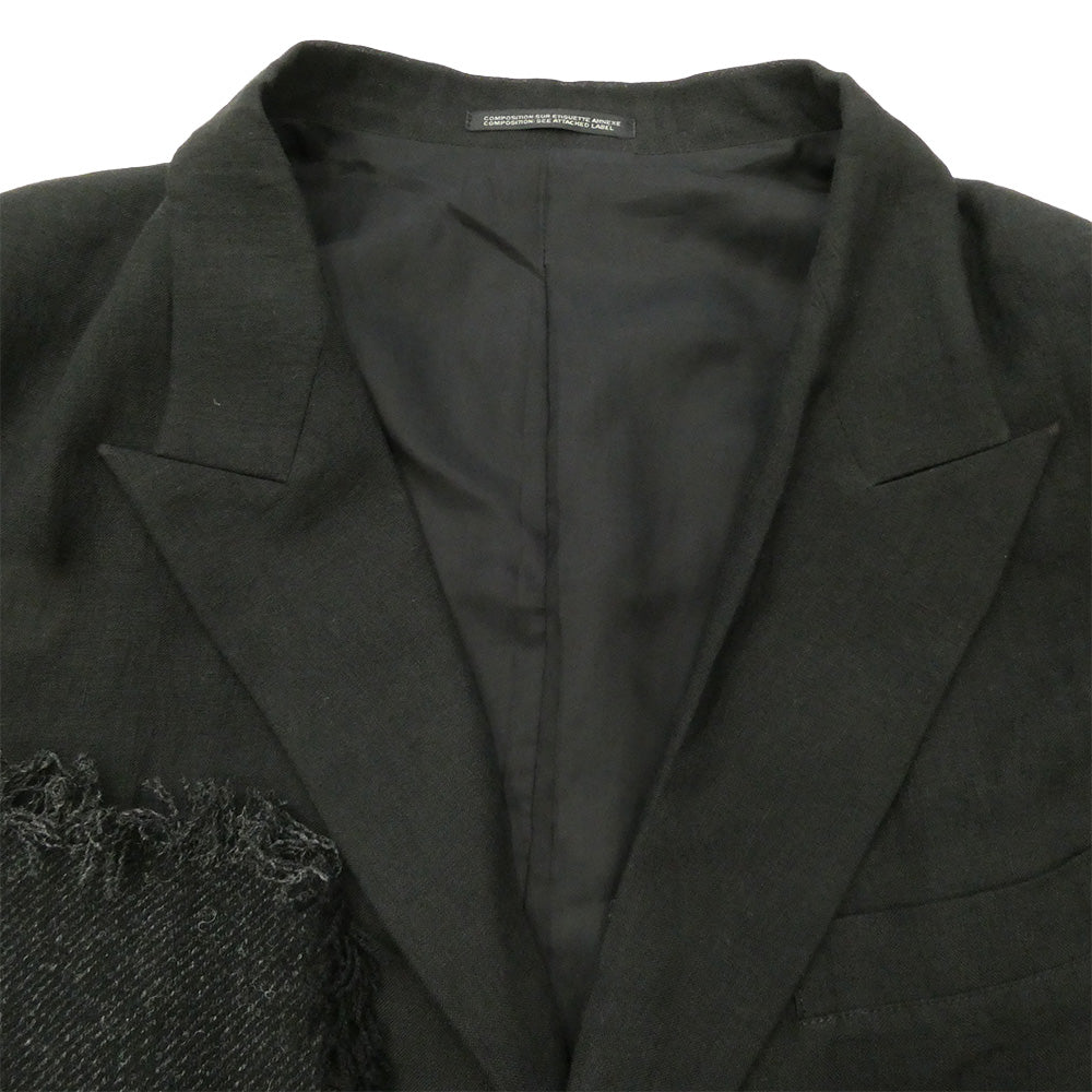 Yohji Yamamoto POUR HOMME ヨウジヤマモトプールオム HZ-J75-334 パッチワーク リネン テーラード ジャケット ブラック系 2【中古】