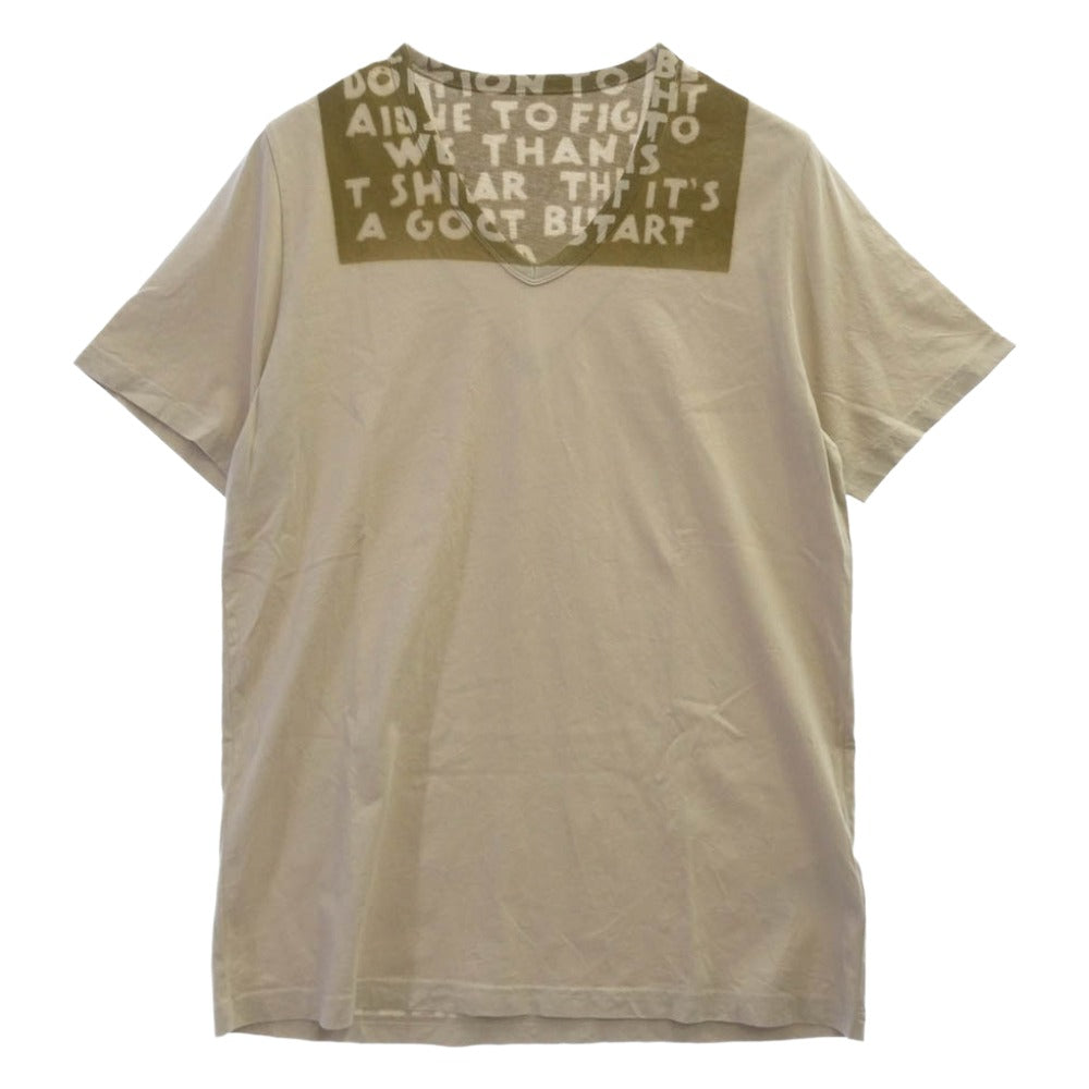 MAISON MARTIN MARGIELA メゾンマルタンマルジェラ 15SS S32GC9986 AIDS T-SHIRT エイズ 半袖 Tシャツ Vネック カットソー ベージュ系 L【中古】