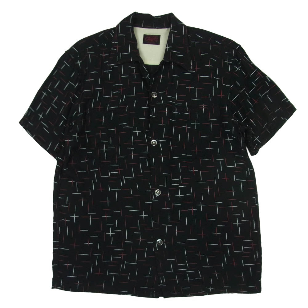R.J.B アールジェイビー レーヨン オープンカラー 半袖 シャツ 日本製 ブラック系 36【中古】