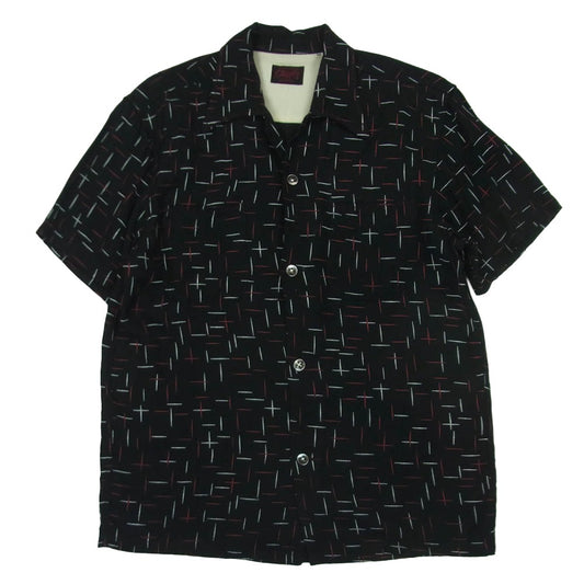 R.J.B アールジェイビー レーヨン オープンカラー 半袖 シャツ 日本製 ブラック系 36【中古】