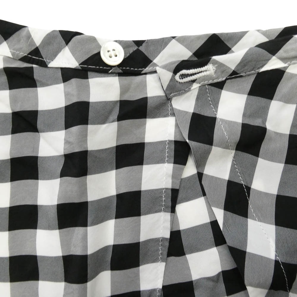 tricot COMME des GARCONS トリココムデギャルソン TJ-S026　 AD2003 レーヨン ギンガムチェック フリンジ ラップ 巻き スカート ブラック系 ホワイト系 M【中古】