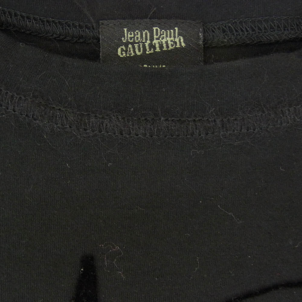 JEAN-PAUL GAULTIER ジャンポールゴルチエ インサイドアウト フロッキーロゴ ステッチモヘア加工 半袖 Tシャツ ブラック系 40【中古】