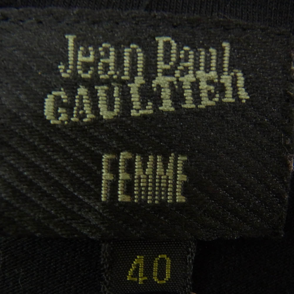 JEAN-PAUL GAULTIER ジャンポールゴルチエ インサイドアウト フロッキーロゴ ステッチモヘア加工 半袖 Tシャツ ブラック系 40【中古】