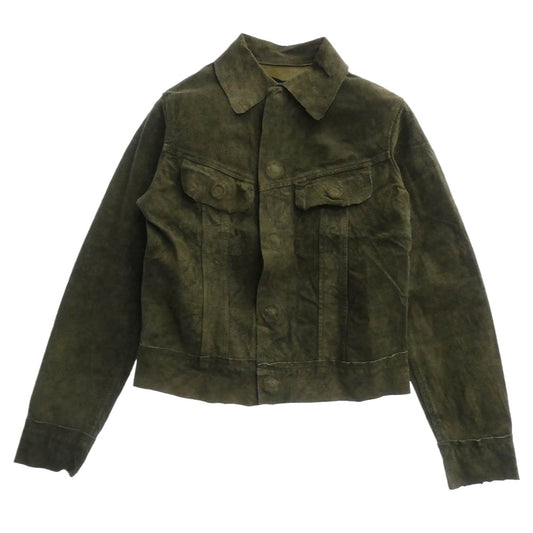 tricot COMME des GARCONS トリココムデギャルソン TN-J005 AD2004 スエードレザー トラッカー ジャケット カーキ系 M【中古】