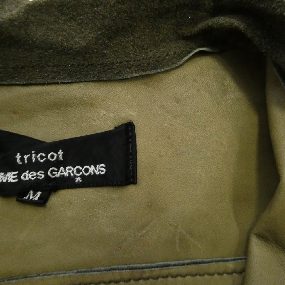 tricot COMME des GARCONS トリココムデギャルソン TN-J005 AD2004 スエードレザー トラッカー ジャケット カーキ系 M【中古】
