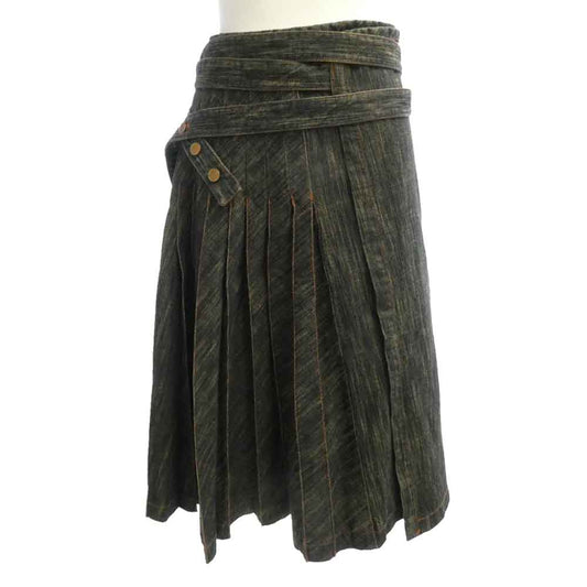 JEAN-PAUL GAULTIER ジャンポールゴルチエ JPG 90s プリーツ デニム ラップ 巻き スカート マルチカラー系 40【中古】