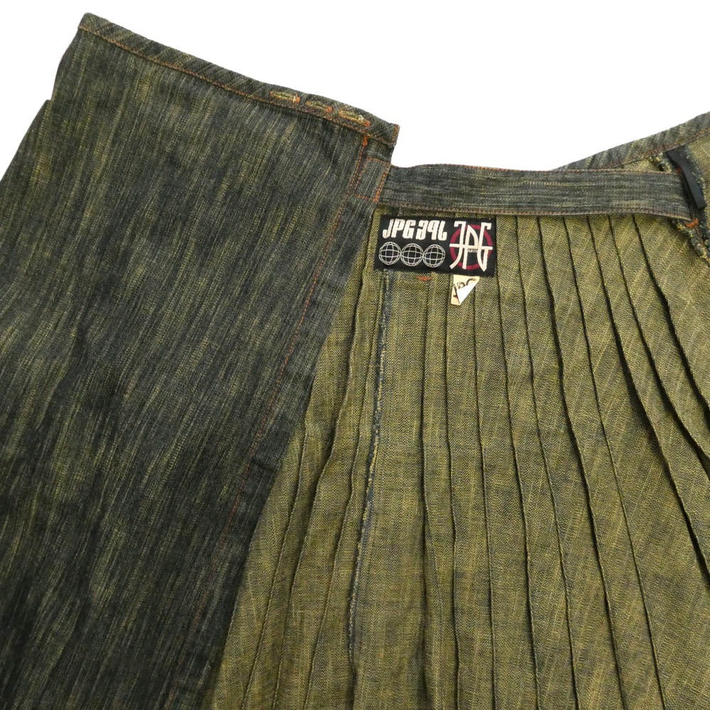 JEAN-PAUL GAULTIER ジャンポールゴルチエ JPG 90s プリーツ デニム ラップ 巻き スカート マルチカラー系 40【中古】