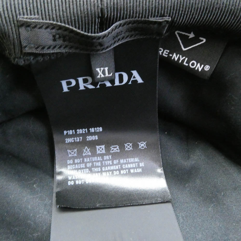 PRADA プラダ 2HC137 2D0S バケットハット 帽子 ブラック系 XL【美品】【中古】