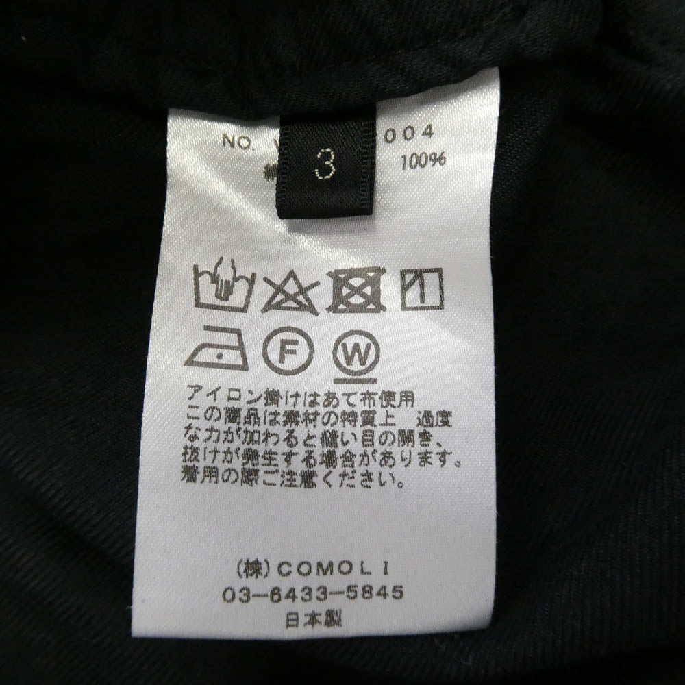COMOLI コモリ 22AW V01-03004 シルクネルドローストリングパンツ NAVY ネイビー ブラック系 3【中古】