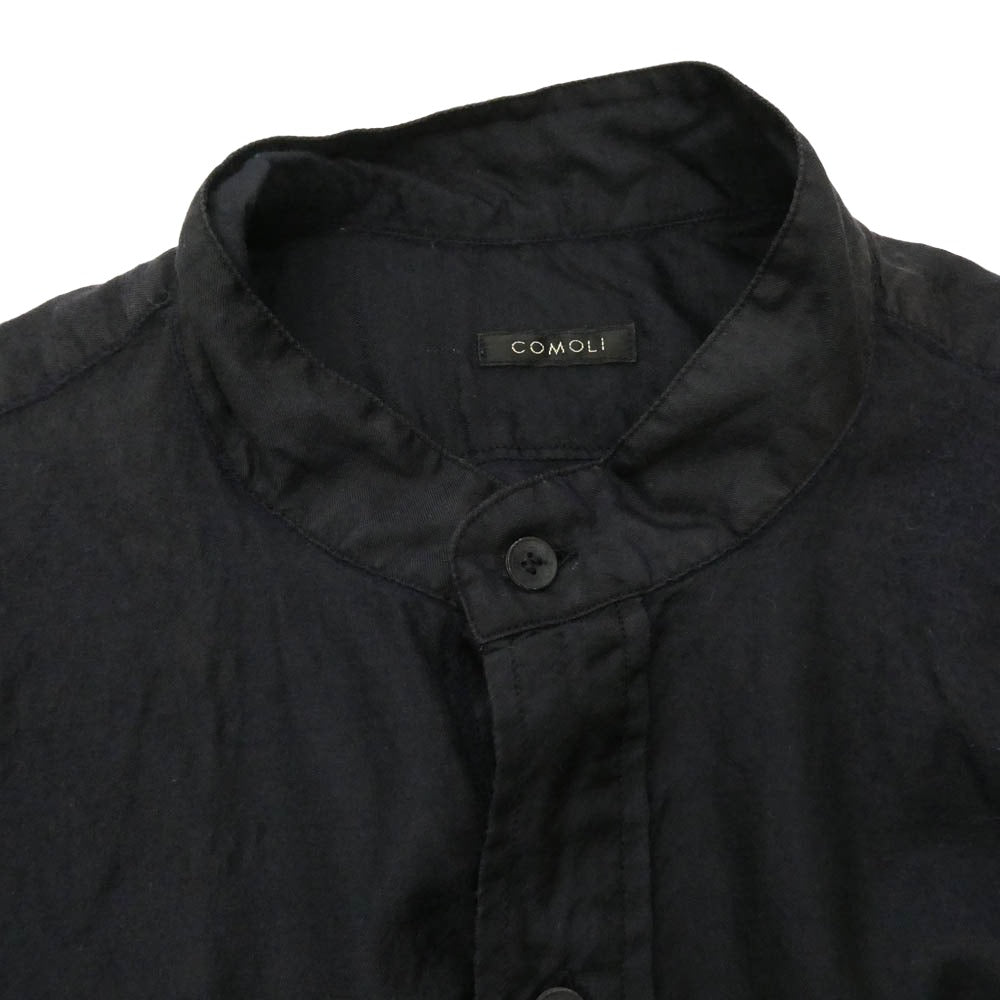 COMOLI コモリ 24SS Z01-02009 ウールシルクプルオーバーシャツ CHARCOAL チャコール ダークネイビー系 2【中古】