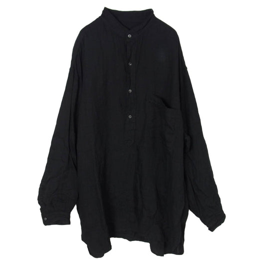 COMOLI コモリ 25SS B01-02007 リネンWクロス プルオーバー シャツ ブラック系 3【中古】