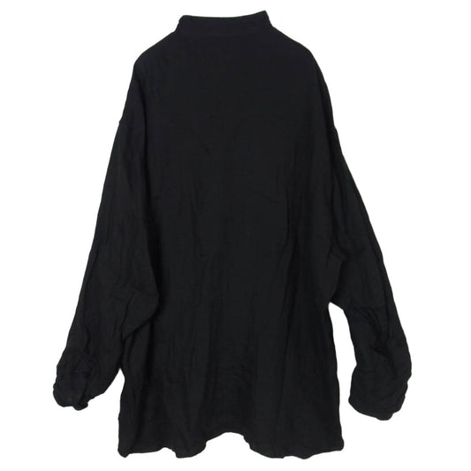 COMOLI コモリ 25SS B01-02007 リネンWクロス プルオーバー シャツ ブラック系 3【中古】