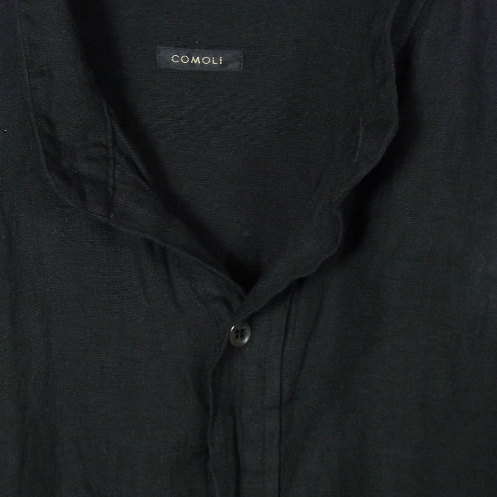 COMOLI コモリ 25SS B01-02007 リネンWクロス プルオーバー シャツ ブラック系 3【中古】