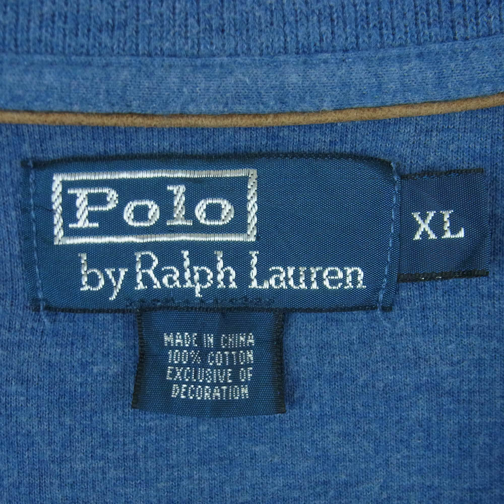 POLO RALPH LAUREN ポロ・ラルフローレン コットン ハーフジップ セーター ニット 中国製 ブルー系 XL【中古】