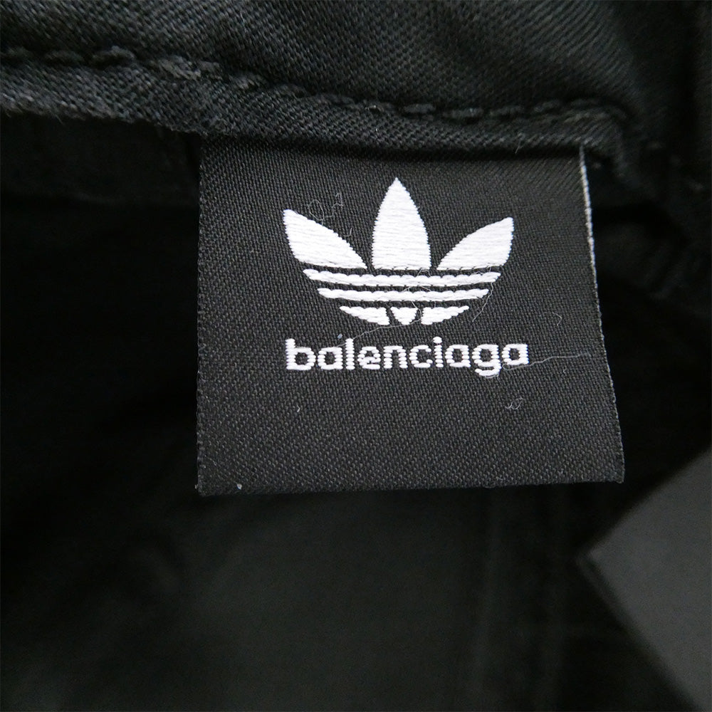 BALENCIAGA バレンシアガ 712160 ×adidas アディダス ロゴ ストライプ ベースボール キャップ 帽子 ブラック系 M 57cm【中古】