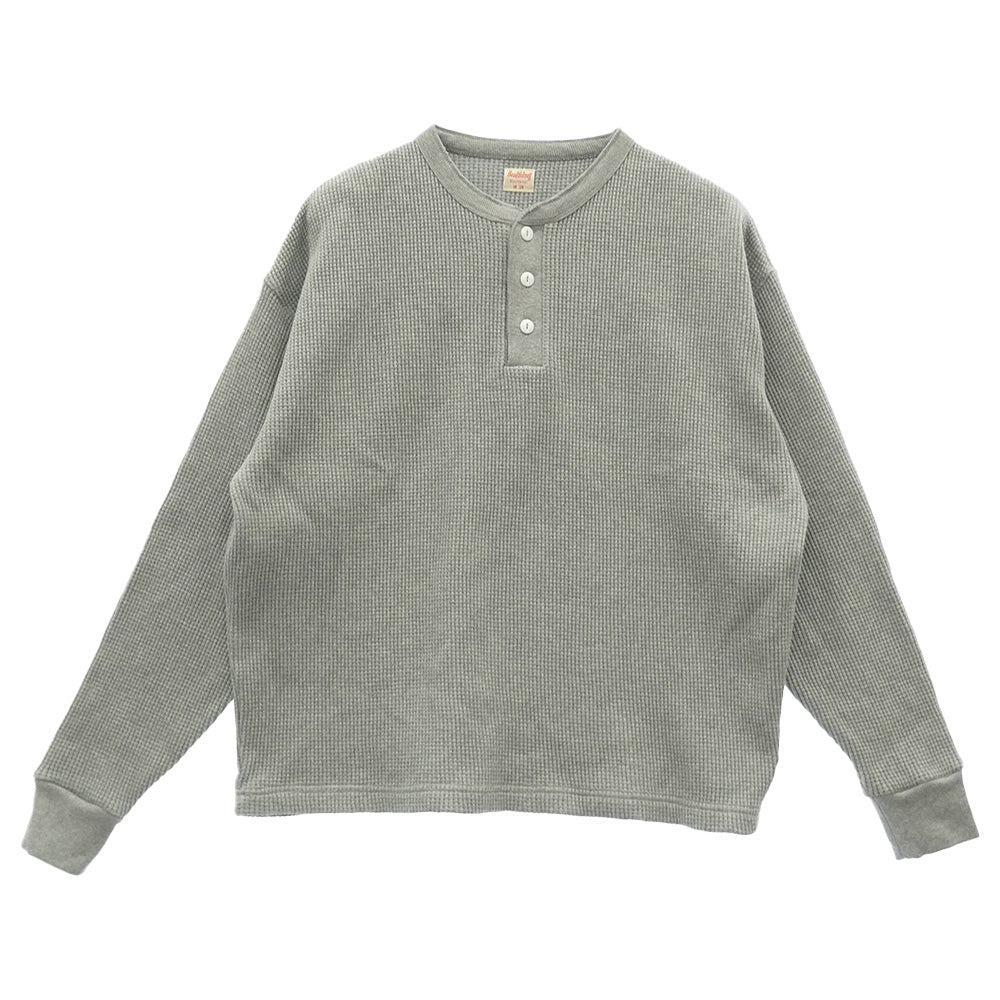 WAIPER ワイパー Healthknit ヘルスニット WPHK01 SUPER HEAVY WAFFLE L/S ヘビーサーマル ワッフル ヘンリーネックTシャツ RELAXED FIT グレー グレー系 M【美品】【中古】