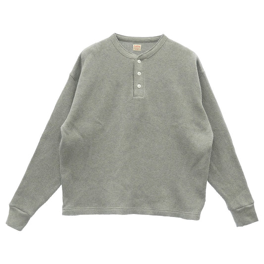 WAIPER ワイパー Healthknit ヘルスニット WPHK01 SUPER HEAVY WAFFLE L/S ヘビーサーマル ワッフル ヘンリーネックTシャツ RELAXED FIT グレー グレー系 M【美品】【中古】