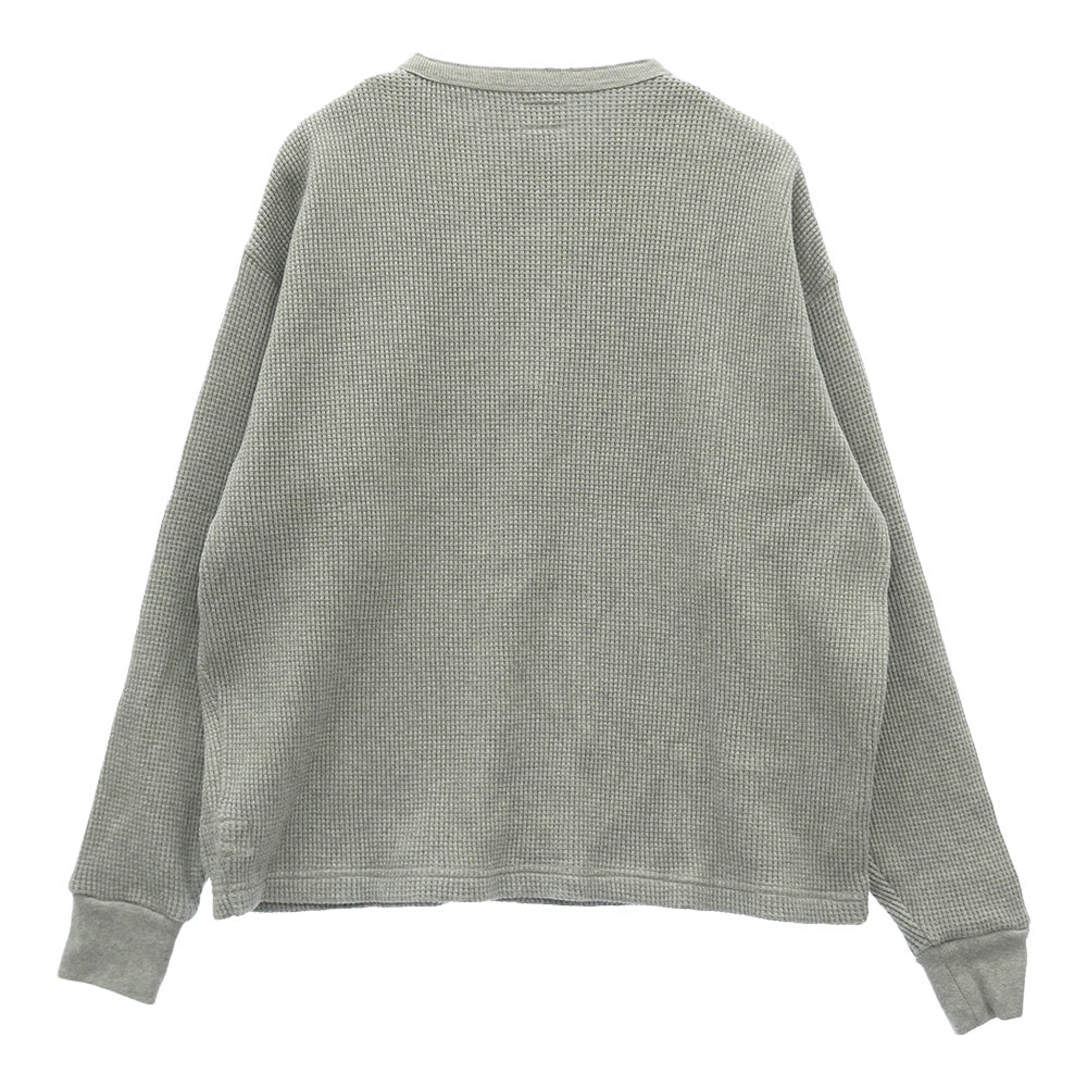 WAIPER ワイパー Healthknit ヘルスニット WPHK01 SUPER HEAVY WAFFLE L/S ヘビーサーマル ワッフル ヘンリーネックTシャツ RELAXED FIT グレー グレー系 M【美品】【中古】