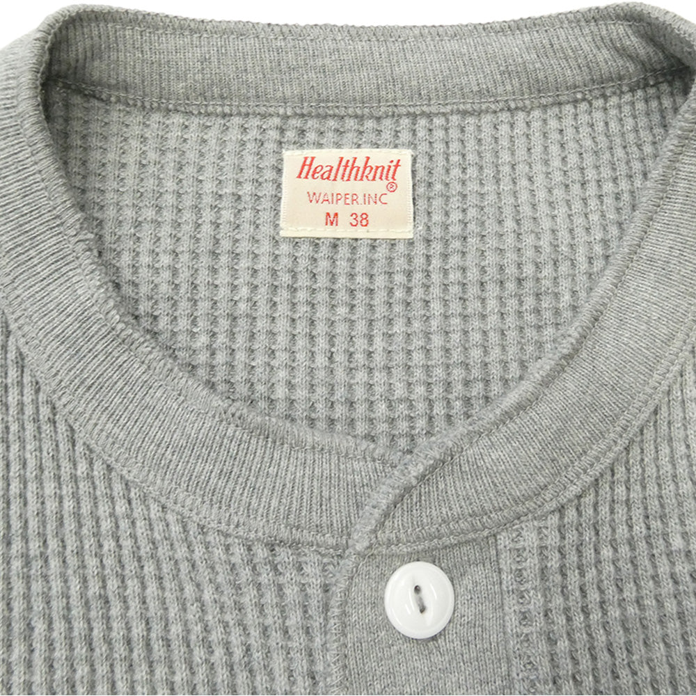 WAIPER ワイパー Healthknit ヘルスニット WPHK01 SUPER HEAVY WAFFLE L/S ヘビーサーマル ワッフル ヘンリーネックTシャツ RELAXED FIT グレー グレー系 M【美品】【中古】