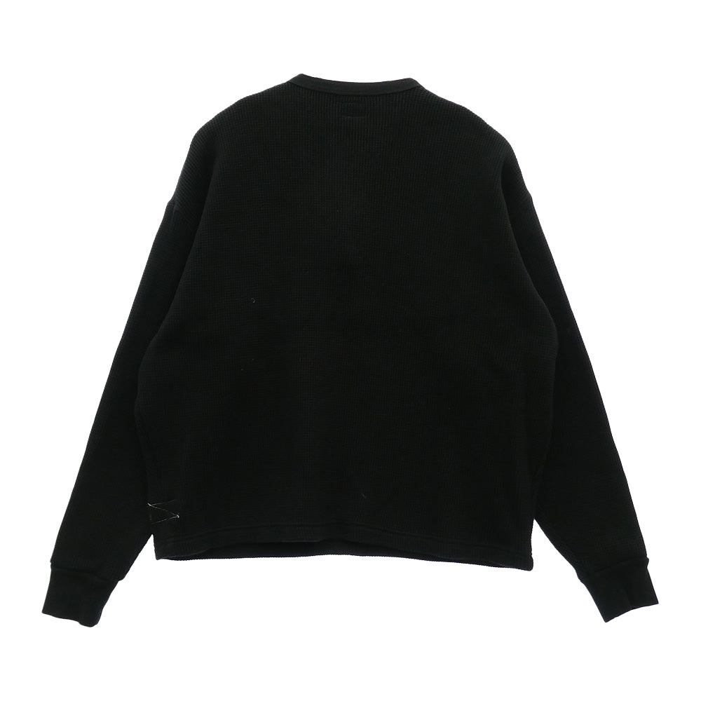 WAIPER ワイパー Healthknit ヘルスニット WPHK01 SUPER HEAVY WAFFLE L/S ヘビーサーマル ワッフル ヘンリーネックTシャツ RELAXED FIT ブラック ブラック系 M【美品】【中古】