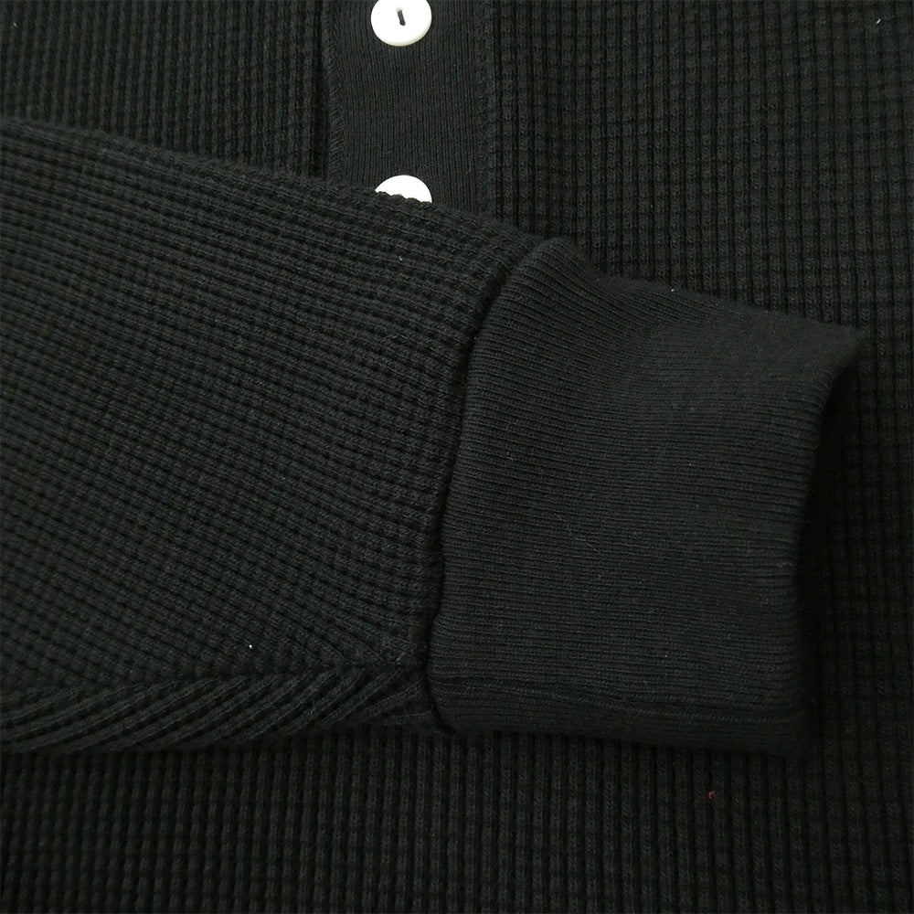 WAIPER ワイパー Healthknit ヘルスニット WPHK01 SUPER HEAVY WAFFLE L/S ヘビーサーマル ワッフル ヘンリーネックTシャツ RELAXED FIT ブラック ブラック系 M【美品】【中古】