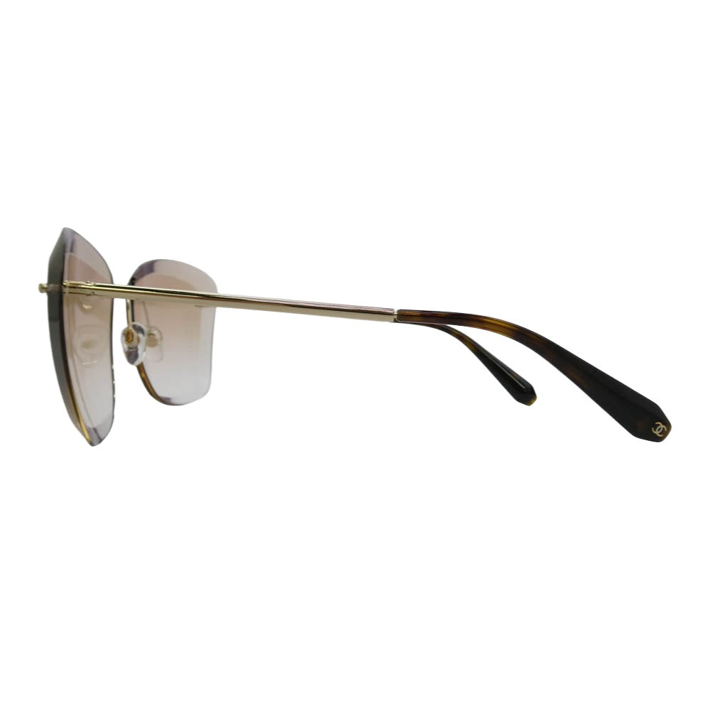 CHANEL シャネル 4220 c.395/3B BUTTERFLY SUNGLASSES ココマーク グラデーション リムレス グラデーション サングラス ゴールド系 ブラウン系 63□15　135【中古】