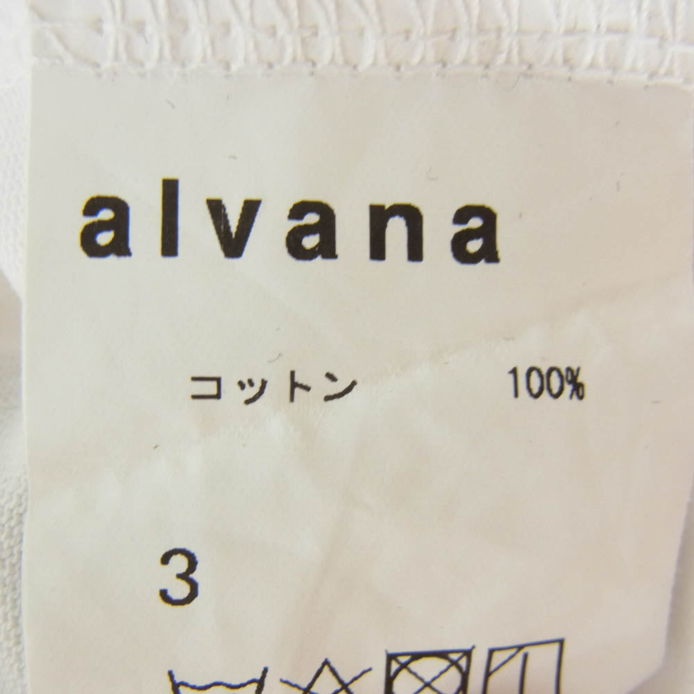ALVANA アルヴァナ オーバーサイズ クルーネック 丸首 無地 半袖 Tシャツ ホワイト系 3【中古】