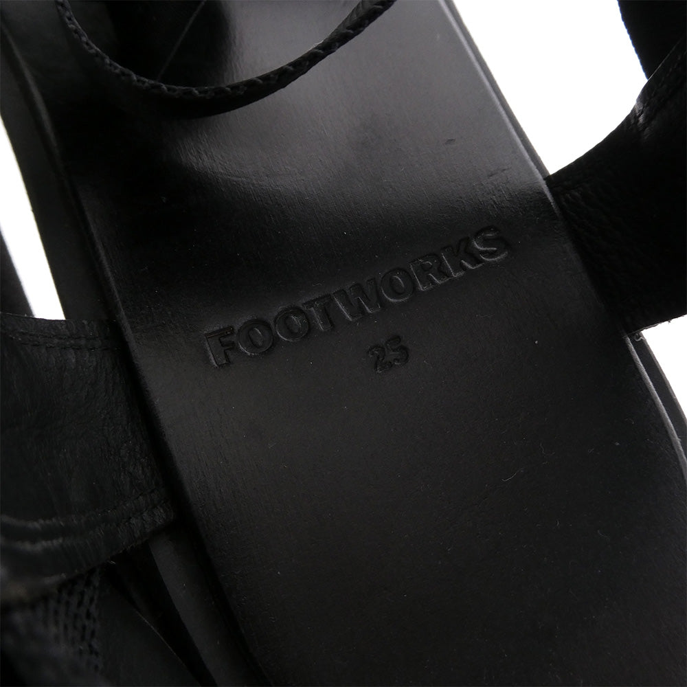 フットワークス LEATHER SANDAL スムースレザー サンダル ブラック系 25【中古】
