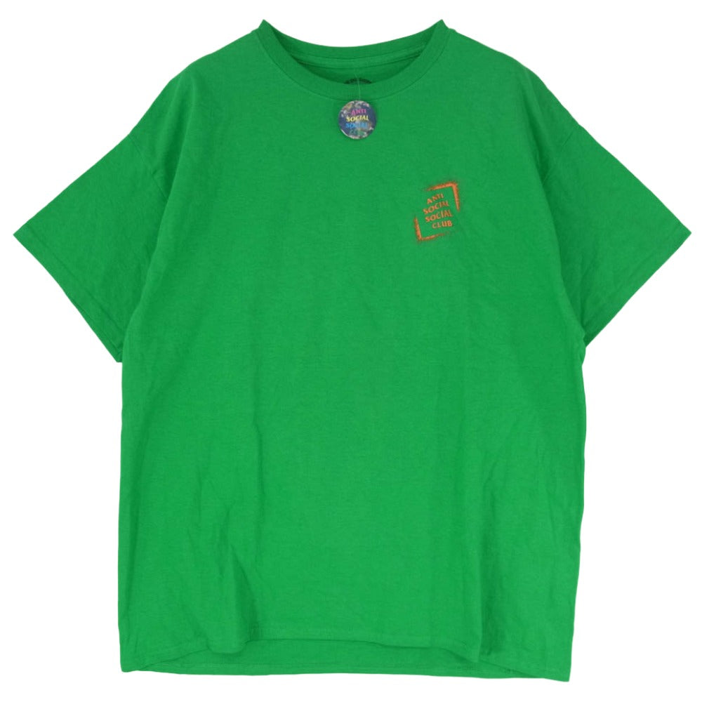 アンチソーシャルソーシャルクラブ ロゴプリント 半袖 Tシャツ カットソー グリーン系 XL【極上美品】【中古】