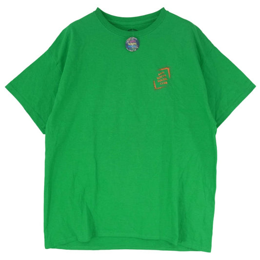 アンチソーシャルソーシャルクラブ ロゴプリント 半袖 Tシャツ カットソー グリーン系 XL【極上美品】【中古】