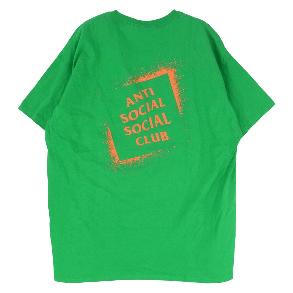 アンチソーシャルソーシャルクラブ ロゴプリント 半袖 Tシャツ カットソー グリーン系 XL【極上美品】【中古】