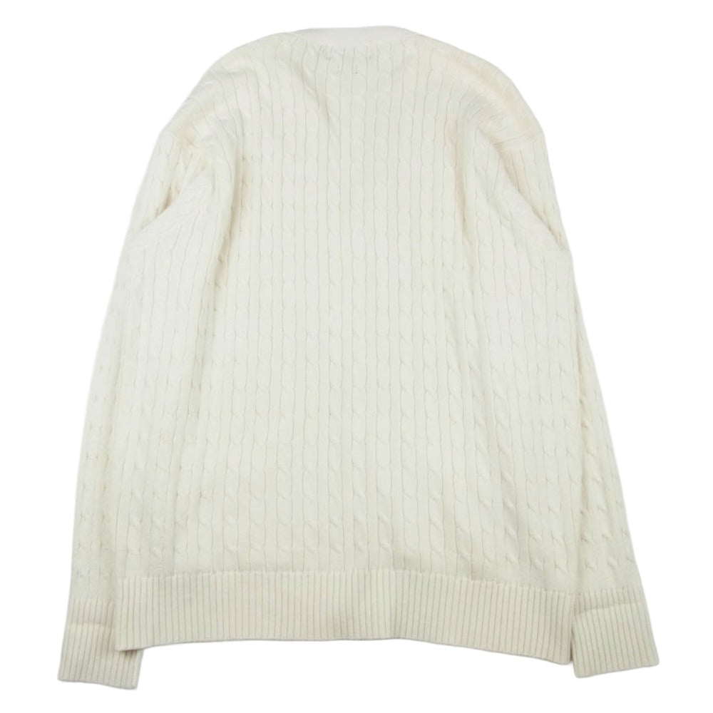 POLO RALPH LAUREN ポロ・ラルフローレン コットン ケーブルニット カーディガン ホワイト系 LL【中古】