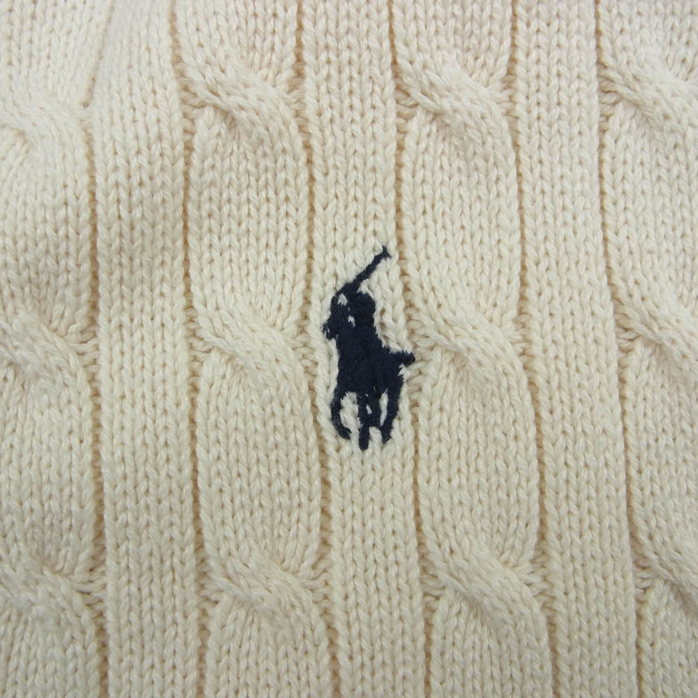 POLO RALPH LAUREN ポロ・ラルフローレン コットン ケーブルニット カーディガン ホワイト系 LL【中古】
