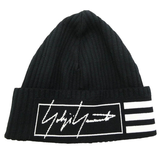 Y-3 Yohji Yamamoto ワイスリー ヨウジヤマモト FH9284 BEANIE 3S ロゴ ビーニー ニットキャップ ブラック系 ホワイト系 W/25cm【中古】