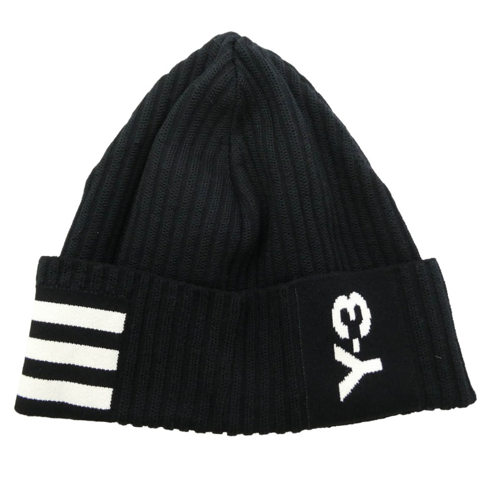 Y-3 Yohji Yamamoto ワイスリー ヨウジヤマモト FH9284 BEANIE 3S ロゴ ビーニー ニットキャップ ブラック系 ホワイト系 W/25cm【中古】
