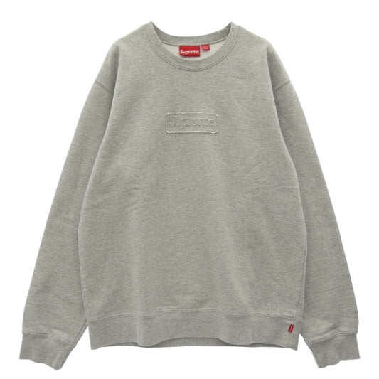 Supreme シュプリーム 20SS Cutout Logo Crewneck カットアウトボックスロゴ クルーネック スウェット トレーナー グレー系 L【中古】