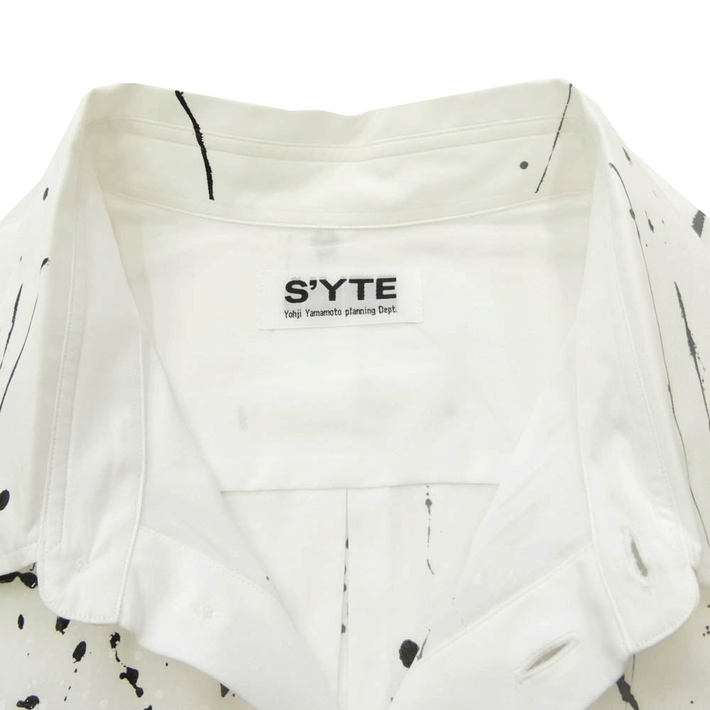 Yohji Yamamoto ヨウジヤマモト S'YTE サイト 21SS UT-B59-085 スプラッシュペイントブロードロングシャツ ホワイト系 3【美品】【中古】