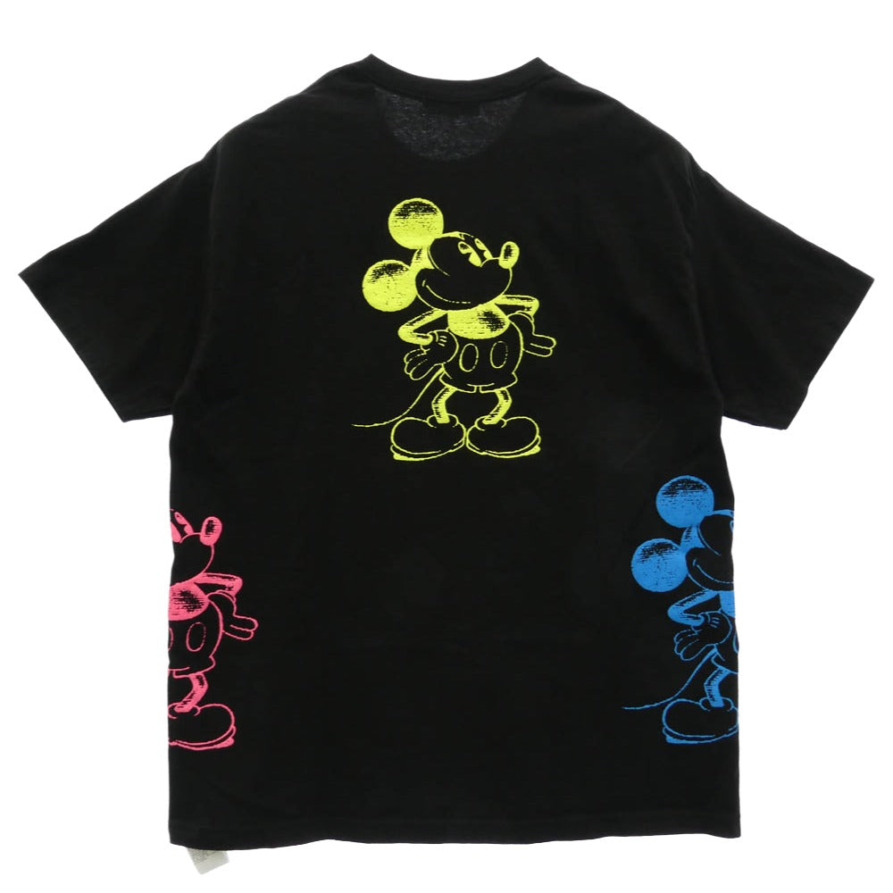 ブイエー MICKEYMOUSE Various Colors S/S Tee ミッキーマウス 蛍光 発泡 プリント 半袖 Tシャツ ブラック系 XL【極上美品】【中古】